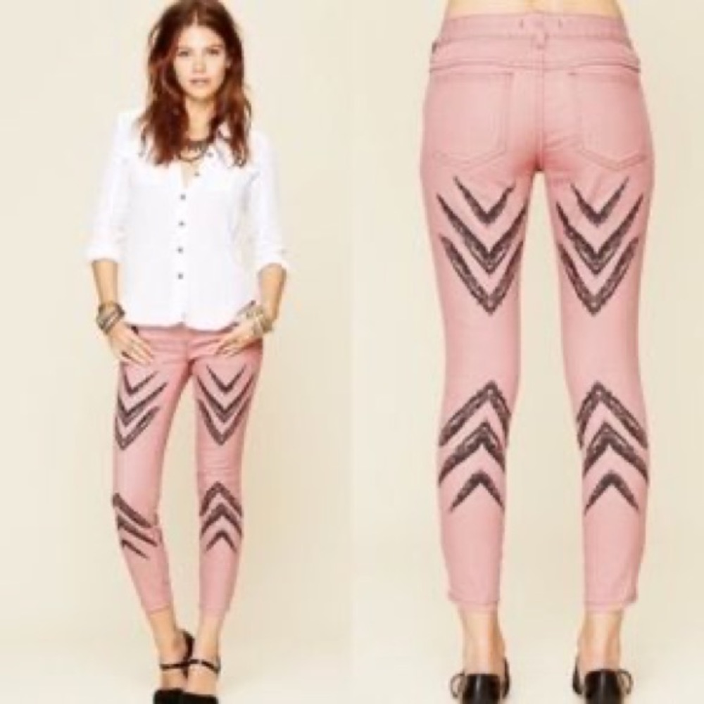 Free People 28 Dotted Ikat Arrow Chevron Jeans